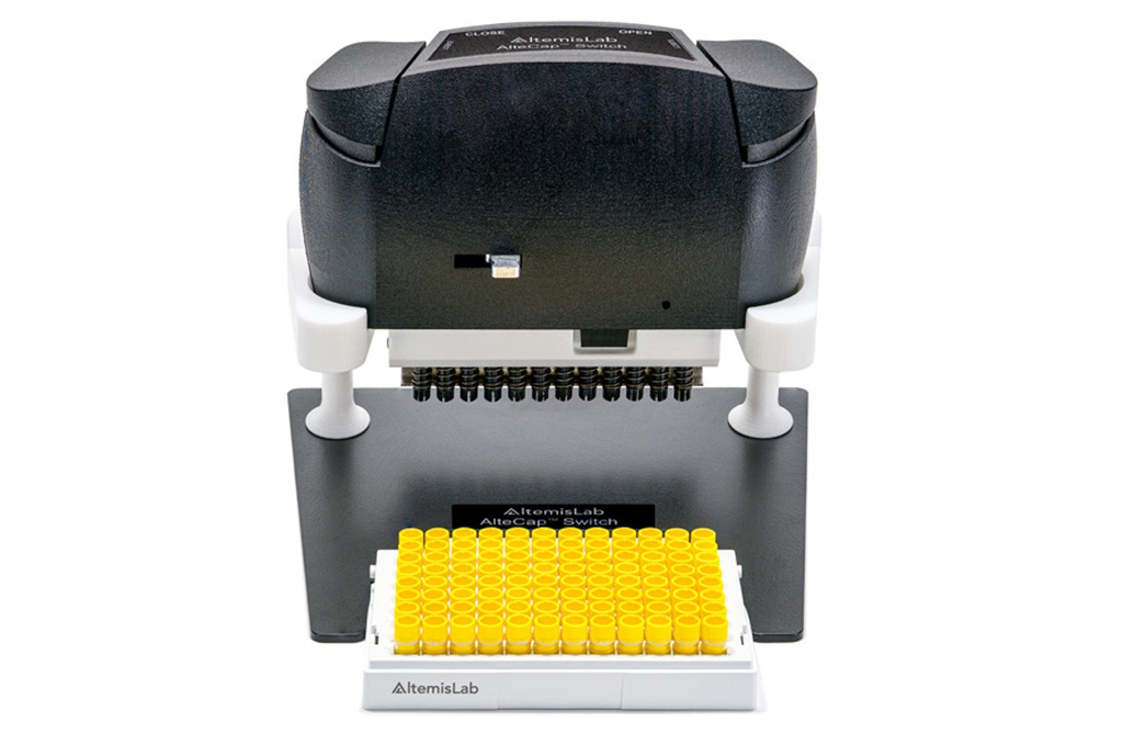 Semi-Automated Handheld Decapper With Interchangeable Cassette Options For Uncapping A Row Of 2D Barcoded Tubes At A Time